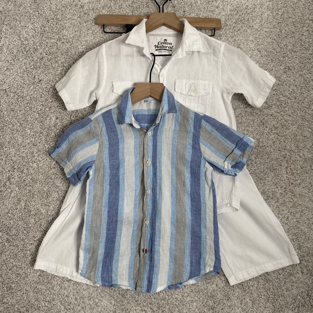 Boys Linens Outfit Set of 2  Shirts & Pants Size 8-10 (Medium)